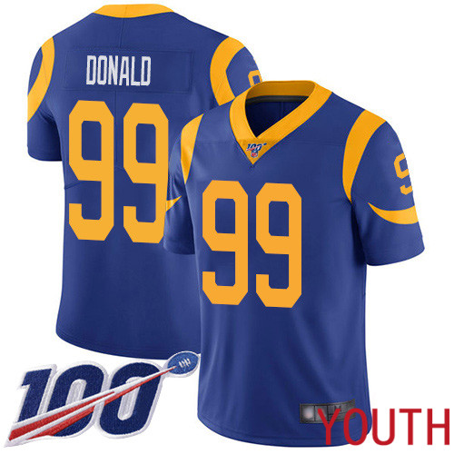 Los Angeles Rams Limited Royal Blue Youth Aaron Donald Alternate Jersey NFL Football 99 100th Season Vapor Untouchable